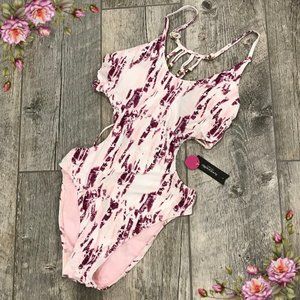 Ambrielle Crackled pink print tie die one piece